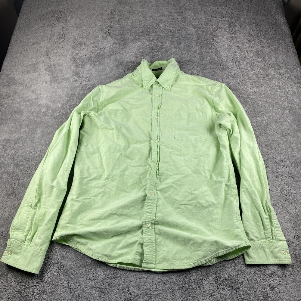 Nautica Athletic Fit Button Up Shirt Mens Large Lime Green Long Sleeve